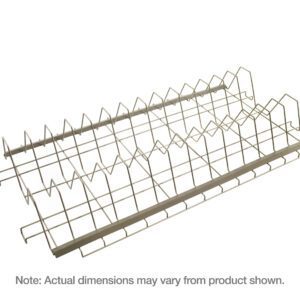 The Metro XTR2460XEA Tray Drying Rack for 24 x 60 shelving features a metal wire rack with a grid and triangular dividers, ideal for organizing items. The sleek, white design includes 3 spacing, though dimensions may vary.