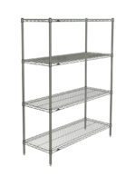 The Metro N356BR Super Erecta is a Brite 4-shelf wire shelving starter unit, measuring 18 x 48 x 63. It features adjustable shelves, durable silver-colored steel, and stable four-leg support, ideal for storage and organization.