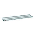 The Metro Super Erecta 1872NK3 Industrial Wire Shelf, Metroseal Green Epoxy, 18 x 72, features a long green metal grid design with slightly raised edges for secure item storage.