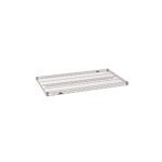 The Metro Super Erecta 2442NK4 Industrial Wire Shelf in Metroseal Gray Epoxy, sized at 24 x 42, lies flat on a white backdrop, showcasing its durable grid design with intersecting wires and a reinforced border.