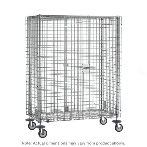 0uwpdzderpwt85gjkko5cgihrsr3vzta.jpg The Metro SEC53DCQ qwikSLOT Mobile Security Shelving Unit is a chrome wire cage on wheels with a secure latch door, measuring 27.25 x 40.75 x 67.9375. Ideal for storage and transport, note that dimensions may vary from the product shown.