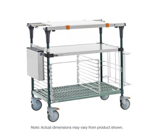 1h54o1ynqz5zu96xnj9vvufxub6a8nxa.jpg The Metro MS1830-FSPR-PK2 PrepMate MultiStation 30 Prep Station features a Solid Stainless Steel top shelf, Super Erecta Pro bottom shelf with Metroseal Green Epoxy posts, side metal box, adjustable legs, and orange accents for optimal organization. Note: Actual dimensions may vary from product shown.
