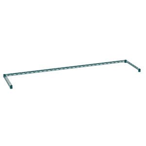 A slender green geometric structure, the 18 x 72 Metro SF37N3K3 Super Erecta Three-Sided Double Snake Frame with Metroseal Green Epoxy, extends horizontally with lattice sides and two vertical supports on each end against a plain white background.