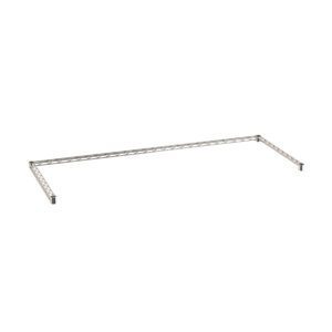 The Metro SF56N3S Super Erecta Three-Sided Double Snake Frame, made from stainless steel, measures 24 x 60. This silver shelf frame features a minimalist rectangular grid with two side supports and a horizontal bar, perfect for shelving or storage against a white backdrop.