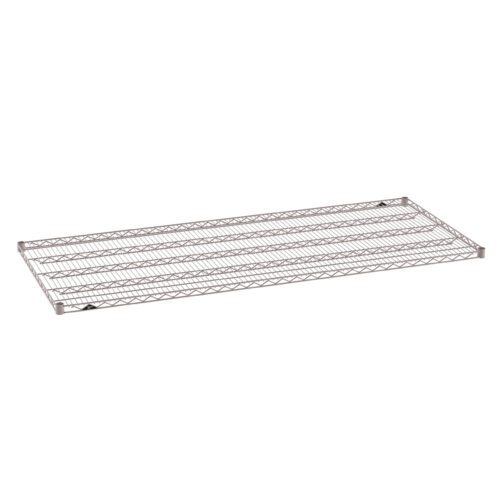 The Metro Super Erecta 3072NK4 Industrial Wire Shelf in Metroseal Gray Epoxy, measuring 30 x 72, features a rectangular grid design with reinforced edges. Its showcased on a plain white background, highlighting its durable structure and compatibility with shelving units.