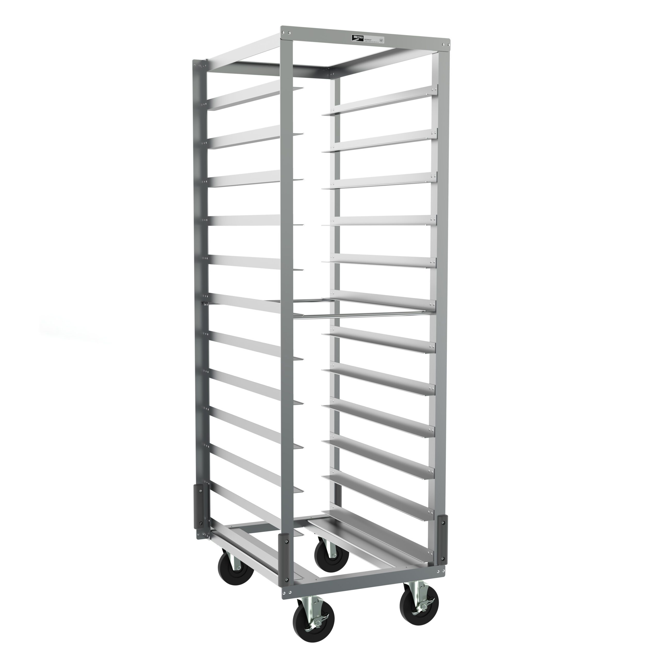 End-Load Pan Rack with Gray Corner Bumpers, 5" Slide Spacing