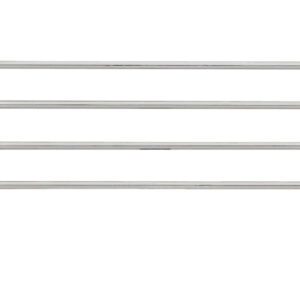 A bed frame rail inspired by the Metro L21N-4C with two horizontal and four vertical supports features straight bars with rounded ends, similar to the chrome-finished Super Erecta 4 High Stackable Ledge for elegant attachment.