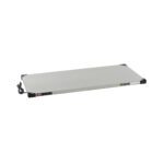 The Metro HS2448 Super Erecta Hot Stainless Steel Heated Shelf is a 24 x 48 warming tray featuring a power cord and control panel on one side, operating at 120V and 600W. It has a sleek minimalist design with black corner accents to keep your food warm efficiently.
