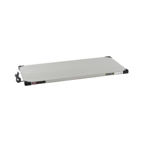 22mo2vbbos2781xbx32f39jd2llsmau9.jpg The Metro HS2448 Super Erecta Hot Stainless Steel Heated Shelf is a 24 x 48 warming tray featuring a power cord and control panel on one side, operating at 120V and 600W. It has a sleek minimalist design with black corner accents to keep your food warm efficiently.