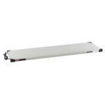 The Metro HS1860 Super Erecta Hot Shelf is a 120V, 600W stainless steel food warmer, measuring 18 x 60, with black edges, a power cord on one side, and control buttons and indicator lights on one end.