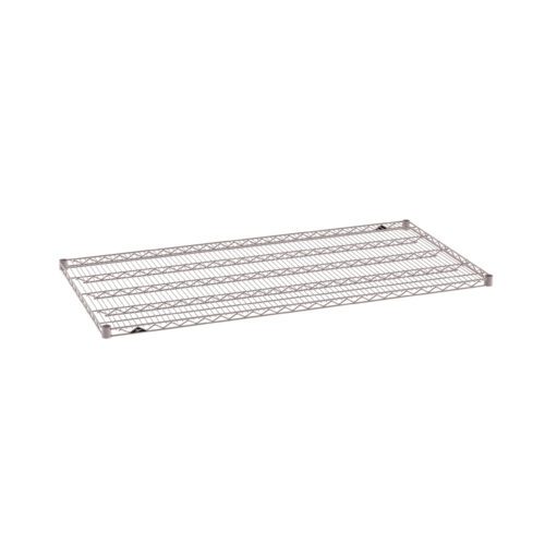 The Metro Super Erecta 3060NK4 Industrial Wire Shelf, in Metroseal Gray Epoxy and measuring 30 x 60, boasts a sleek rectangular design with multiple horizontal bars for a stylish organization.