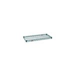 The Metro Super Erecta 1430NK3 Industrial Wire Shelf, coated in Metroseal Green Epoxy and measuring 14 x 30, lies flat against a white background, highlighting its grid-like design. Perfect for storage and organization.