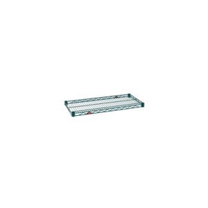 The Metro Super Erecta 1430NK3 Industrial Wire Shelf, coated in Metroseal Green Epoxy and measuring 14 x 30, lies flat against a white background, highlighting its grid-like design. Perfect for storage and organization.