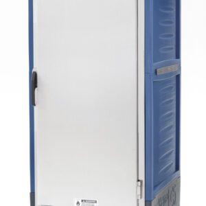 The Metro C539-MXFS-L-BU C5 3 Series is a tall, blue food warming cabinet with lip load aluminum slides and a full-length solid door. Designed for mobile use, it has bottom panel controls for efficient operation at 220-240V and 50/60Hz.