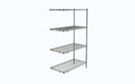 The Metro AN336C Super Erecta 4-Shelf Industrial Wire Shelving Add-On Unit, Chrome, 18 x 36 x 63, features adjustable wire mesh shelves and is elegantly displayed against a plain white background.