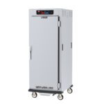 The Metro C599-SFS-LPFS is a full-height stainless steel cabinet with single solid doors, lip load aluminum slides, a digital control panel, and casters for easy mobility. It features controlled humidity and operates efficiently on 120V power.