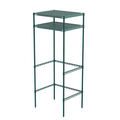 3i95qnsj8smynpfboszkogcko9eu18qj.jpg The Metro CR243074PRH2 Super Erecta Pro Overhead Storage 2-Shelf Docking Station, measuring 24 x 30 x 74, comes in green with a perforated design, three levels, and four sturdy supports, making it ideal for effective storage or organization with its tall rectangular shape.