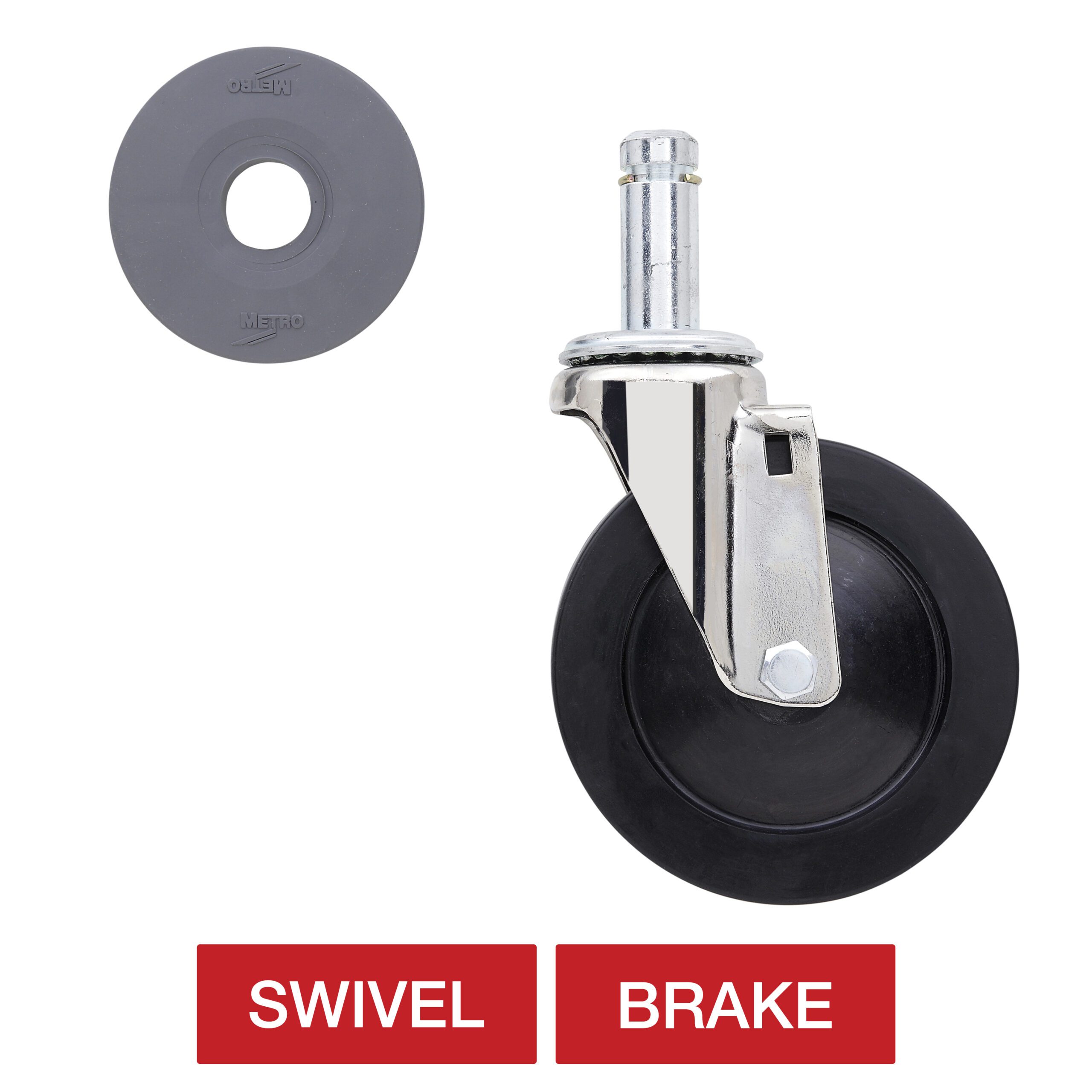 5" Conductive Swivel Stem Caster for Super Erecta Industrial Wire Shelving Racks