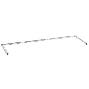 The Metro SF57N3S Super Erecta Frame is a 24 x 72 stainless steel support with a silver lattice design, featuring one long horizontal and two short vertical bars for reinforced assembly.