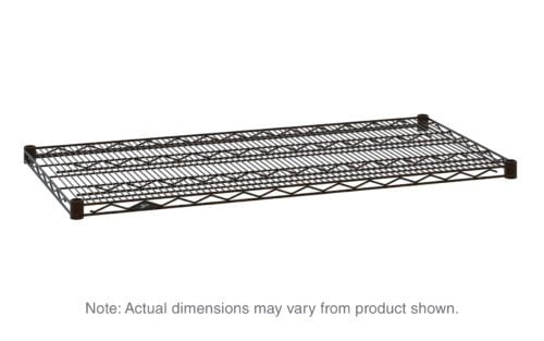 The Metro Super Erecta 1860N-DCH Industrial Wire Shelf, Copper Hammertone, 18 x 60, has a grid design with four corner pegs and a rectangular shape. Note: Actual dimensions may vary from product shown.