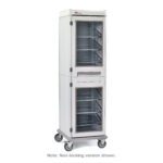 The Metro SXRS76MXD3 Starsys XD Extra Deep Mobile Supply Cabinet is a single-wide, wheeled cabinet featuring clear doors and wire shelves. A front handle complements its sleek design, and it includes a code locking mechanism.