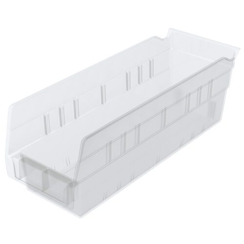 45pwi3axqxozum5dre5pvsputocr68bi.jpg The Metro MB30120CLN Nesting Shelf Bin, measuring 11.6 x 4.12 x 4, is a clear, rectangular plastic storage solution with raised edges and a slightly textured surface. Its open-top design allows for easy content identification against a white background, making it ideal for organizing items.