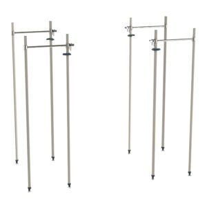 The Metro MXTTE24 Kit includes four sets of identical polymer posts arranged in pairs, creating rectangular frames with top connector bars, each positioned vertically with adjustable feet.