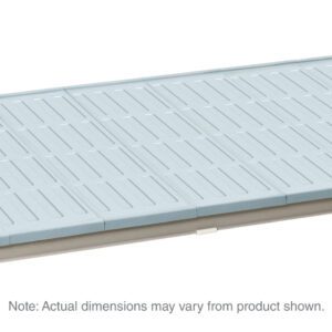 The MetroMax 4 MAX4-2142F Shelf has a rectangular design with solid grey mats and dark grey edges, perfect for supporting various items; note that actual dimensions may vary from the 21 x 42 product shown.