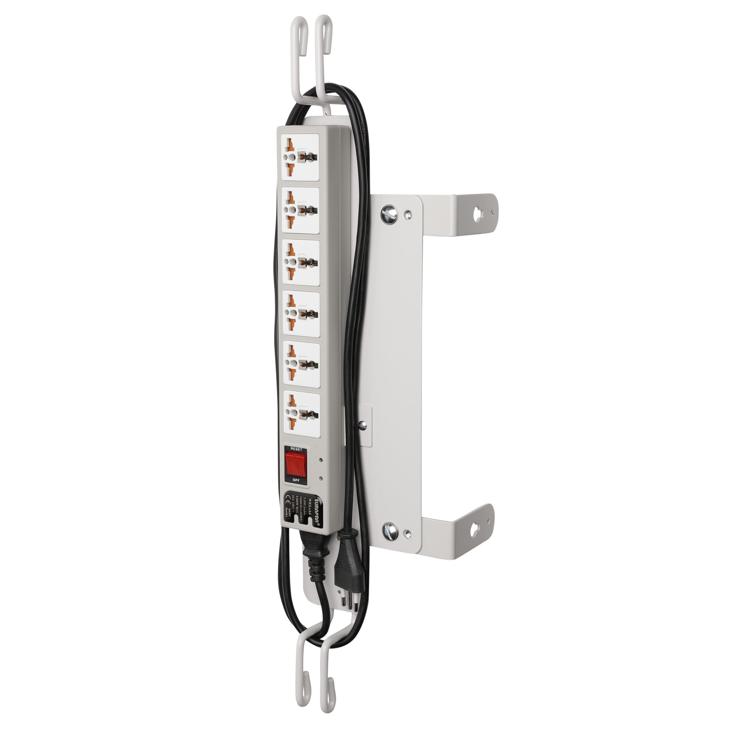 Hospital-Grade Universal 6-Outlet Power Strip for Flexline and Lifeline Carts, Type L Plug