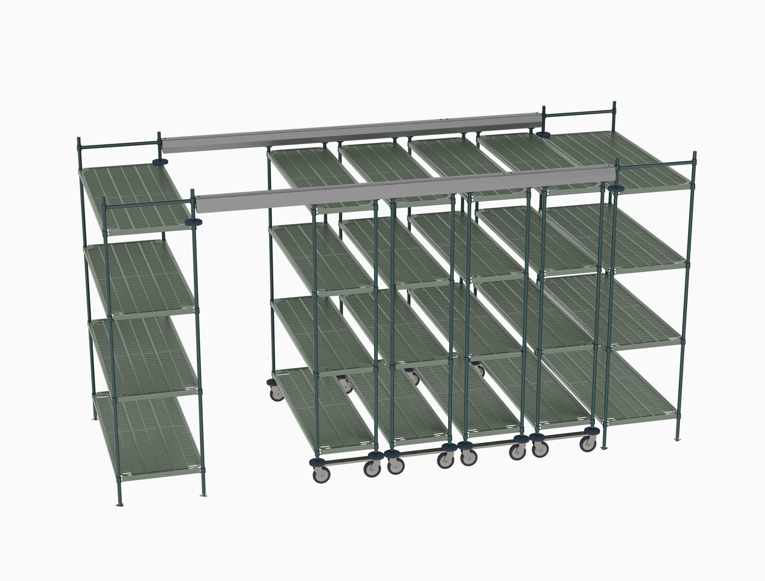 Top-Track Overhead Track Shelving Complete Kit for 14 ft. Spaces, 60" Wide Super Erecta Pro Shelves