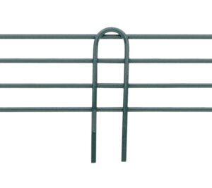 The Metro L72N-4K3 Super Erecta 4 high stackable ledge for wire shelving stands at 72 and features a durable Metroseal Green Epoxy coating, designed to provide stability and support.