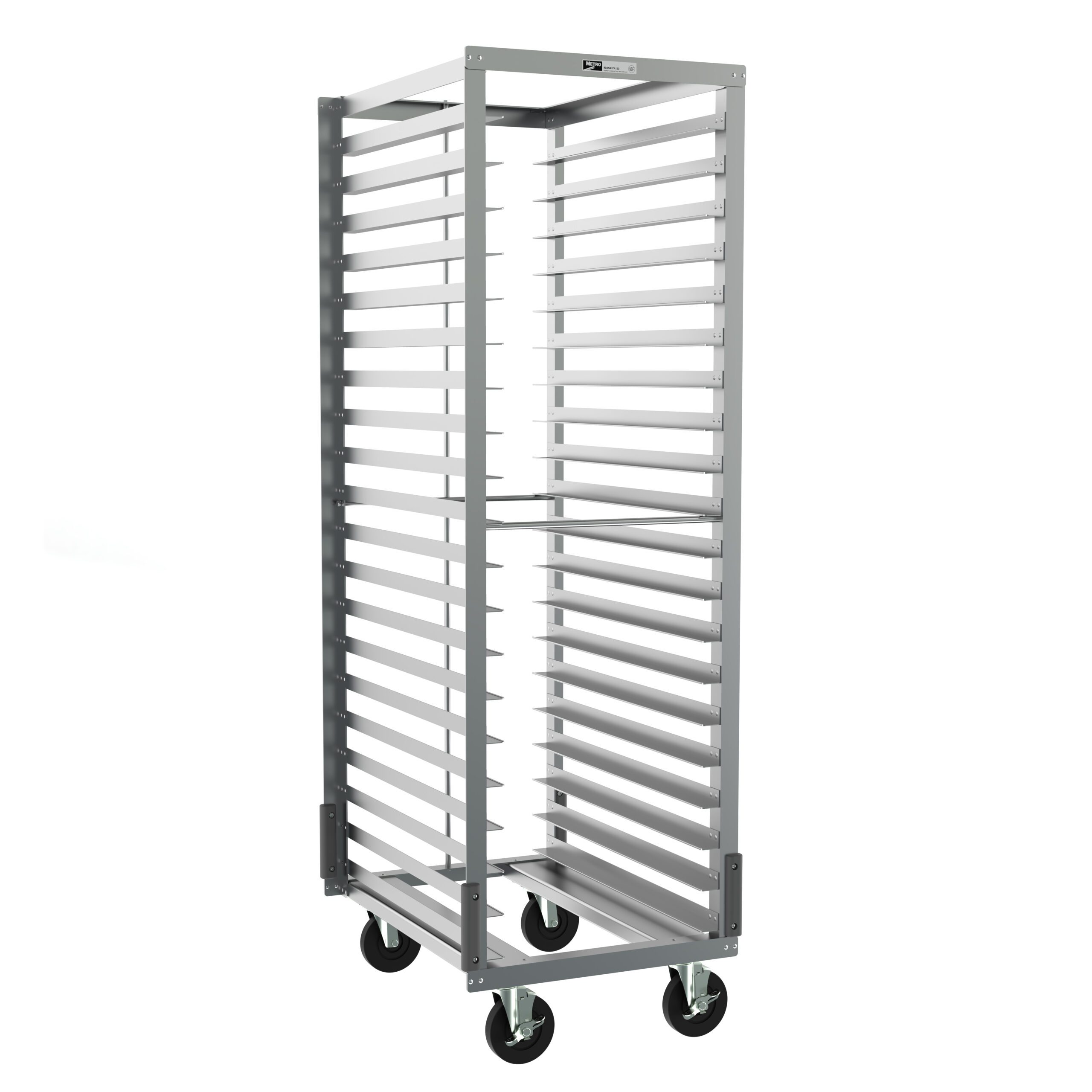 End-Load Pan Rack with Gray Corner Bumpers and Pan Stop, 3" Slide Spacing