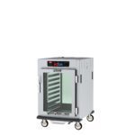 The Metro C595-SFC-LPFCA C5 9 Series is a stainless steel, half-height, pass-thru heated holding and proofing cabinet on wheels with a full-length clear door. It features digital controls, red and blue indicator lights, and lip load aluminum slides for trays. Operates at 60Hz for reliability.