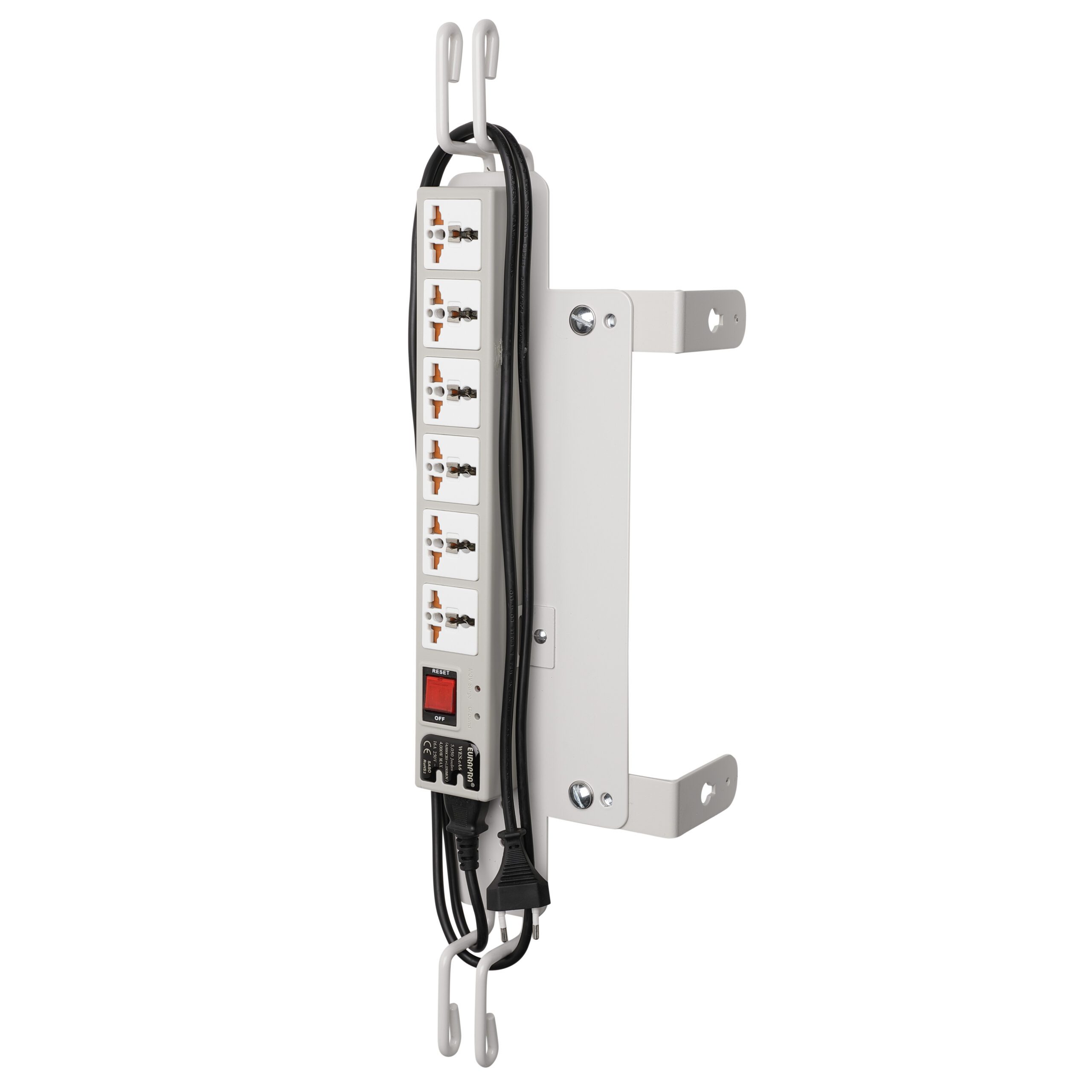 Hospital-Grade Universal 6-Outlet Power Strip for Flexline and Lifeline Carts, Type F Plug