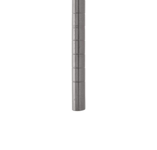 A vertical 27 Metro Super Erecta SiteSelect industrial wire shelving post in metallic Metroseal Gray Epoxy, with evenly spaced horizontal grooves, isolated on white.