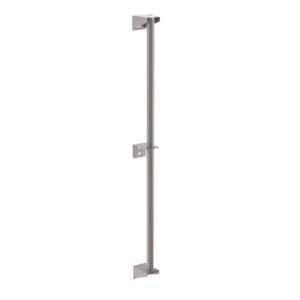 The Metro 33PDFK4 Super Erecta Wall Mount Post is a 33-inch long vertical rod with three evenly spaced mounting brackets for secure attachment, featuring a durable and sleek Metroseal Gray Epoxy finish.