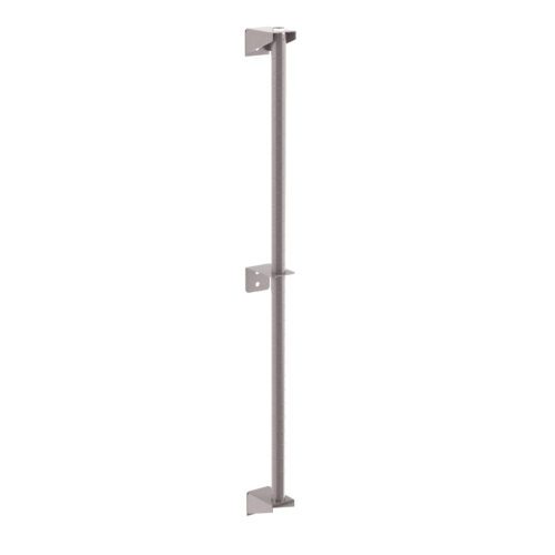 The Metro 33PDFK4 Super Erecta Wall Mount Post is a 33-inch long vertical rod with three evenly spaced mounting brackets for secure attachment, featuring a durable and sleek Metroseal Gray Epoxy finish.