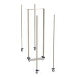 The Metro LBTM24X3 qwikTRAK Double Deep Mobile Unit Kit for 24 Wide MetroMax Shelving, featuring polymer posts, is a versatile structure with wheels, four vertical poles, adjustable joints, and sturdy base brackets.