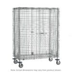 The Metro SEC53ECQ qwikSLOT Mobile Security Shelving Unit in chrome, measuring 27.25 x 40.75 x 67.9375, is a lockable metal wire cage on wheels with a hinged door for secure storage and transport, featuring a sturdy steel frame. Note: Actual dimensions may vary from product shown.