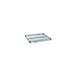 The Metro Super Erecta 2124NK3 Industrial Wire Shelf, with a Metroseal Green Epoxy finish and reinforced teal metal grid pattern, measures 21 x 24 and features a small logo on a white background.