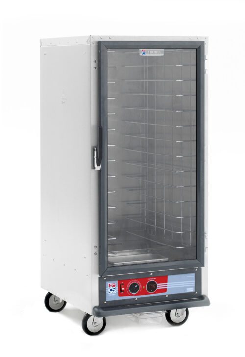 86s93ynskfkwy3rx7yww1607dia88a31.jpg The Metro C517-HXFC-4A C5 1 Series is a 3/4 height stainless steel warming cabinet with a transparent front door, featuring fixed wire slides on multiple shelves. It has control knobs, four wheels for mobility, and operates efficiently at 220-240V and 50/60Hz.