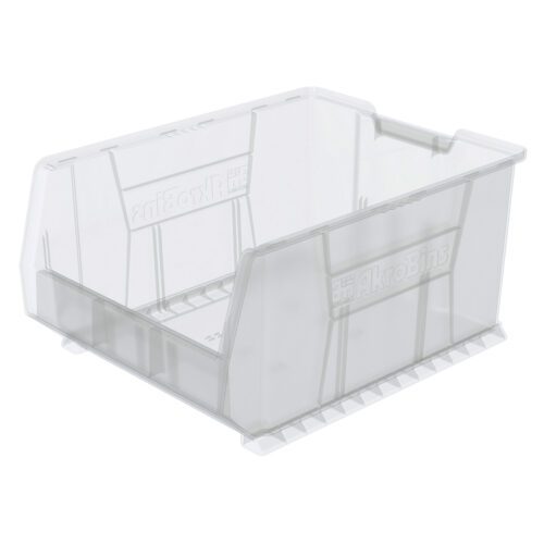 8ahcwtevbyesz5z0lc16brp7gd5o19ef.jpg The Metro MB30289CLS Large Stacking Supply Bin, measuring 23.8 x 18.25 x 12, features a clear plastic design with a slightly textured surface and a convenient lower front for easy access.