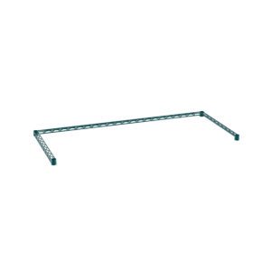 The Metro SF2454N3K3 Super Erecta Three-Sided Double Snake Frame, with a Metroseal Green Epoxy finish, features a green metal truss-like design measuring 24 x 54, supported at each end and set against a white backdrop.