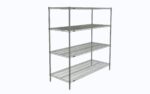 The Metro N566C Super Erecta Shelving Unit, measuring 24 x 60 x 63, features a freestanding, chrome open design with adjustable shelves for organized storage. Ideal for garages, kitchens, or offices.