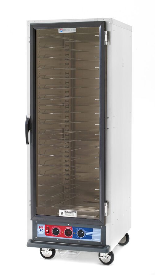 904wqf2kz2a7c3zptvnqwiymmchqg6j0.jpg The Metro C519-PXFC-U C5 1 Series Proofing Cabinet is a versatile, full-height unit with a glass door and multiple wire slides, powered at 1210-1440W on 220-240V. It includes control knobs and temperature settings on the front panel and has a sturdy metal exterior for mobility.