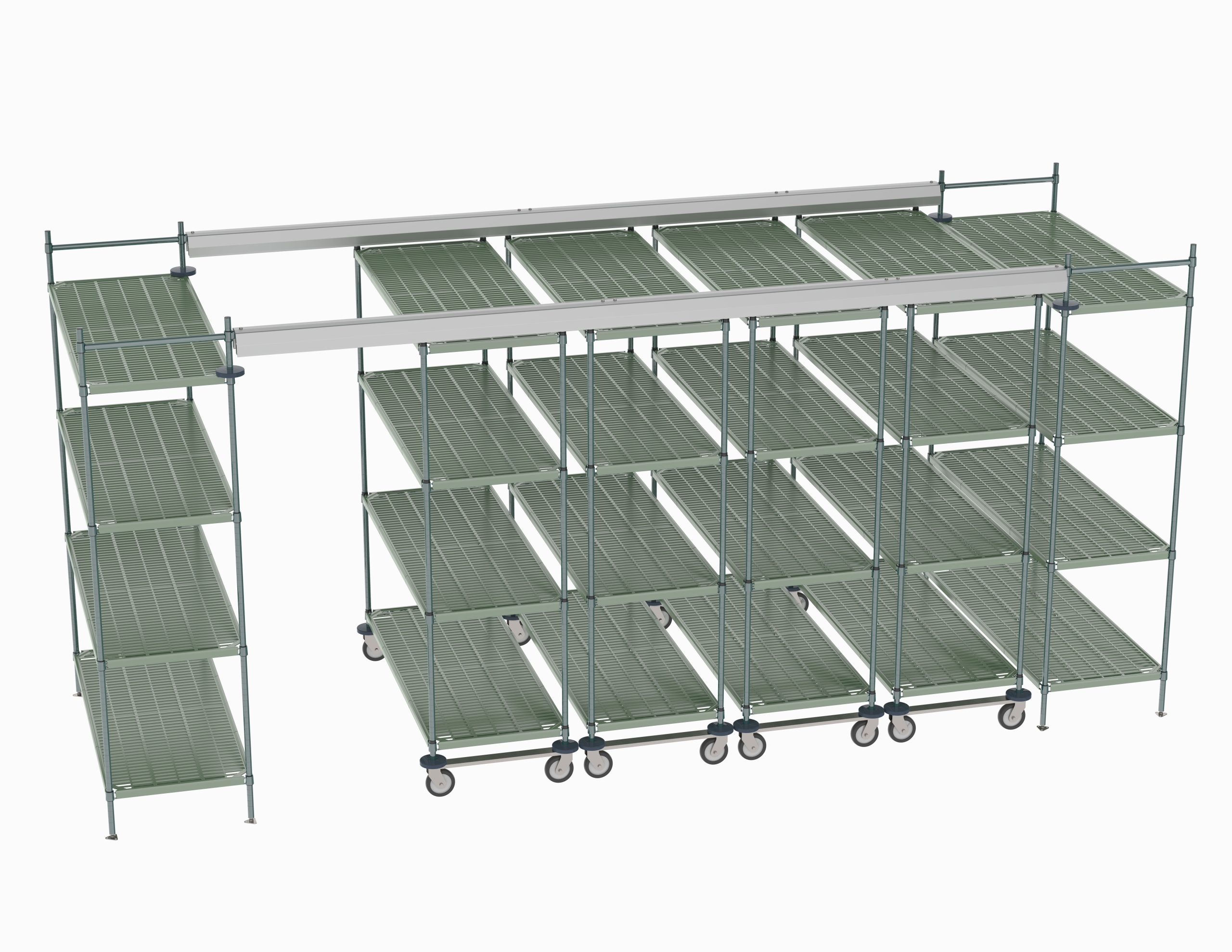 Top-Track Overhead Track Shelving Complete Kit for 16 ft. Spaces, 60" Wide Super Erecta Pro Shelves