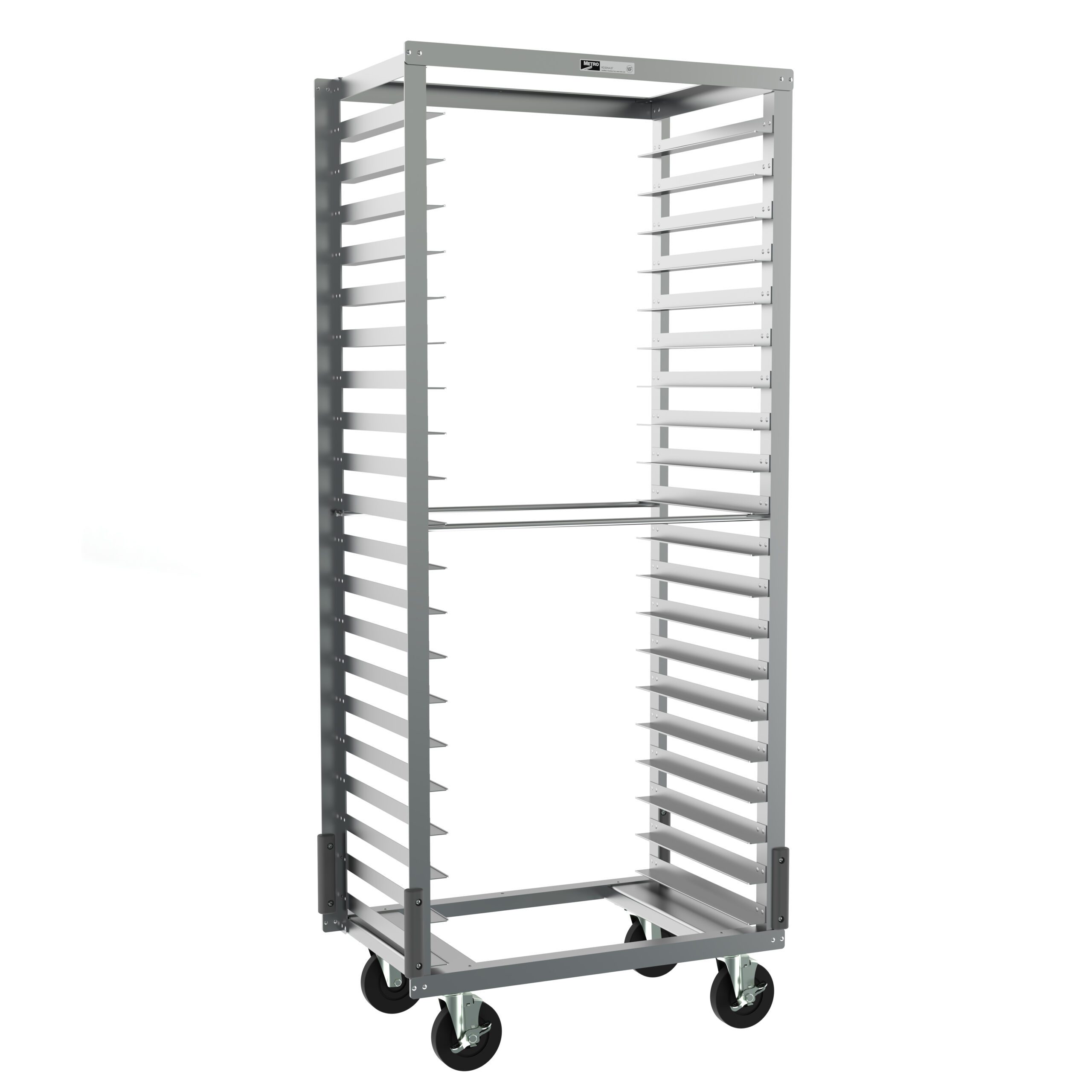 Side-Load Pan Rack with Gray Corner Bumpers
