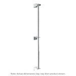 A stainless steel, tall, slim rod stands 13 high with three evenly spaced rectangular brackets for the Metro 13PDFS Super Erecta Wall Mount Post. Each bracket features a central opening, and dimensions are noted at the base.