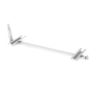 The Metro TBA48 Tow Bar Assembly for Dolly Carts includes a long metal bracket with adjustable arms and slidable components at each end. Its straightforward, utilitarian design shines against a plain white backdrop, making it ideal for holding or supporting objects.