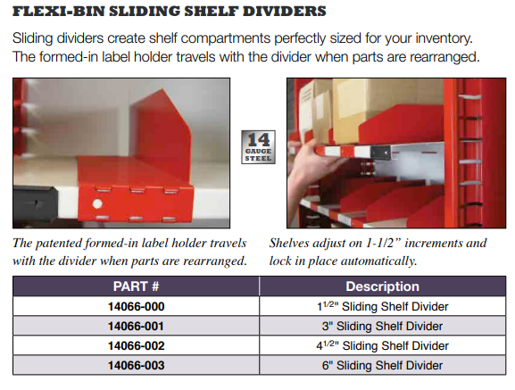 Flexi Bin Sliding Shelf Dividers